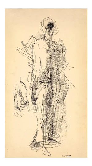 Unknown - the Painter - Original China Ink - Mid-20th Century