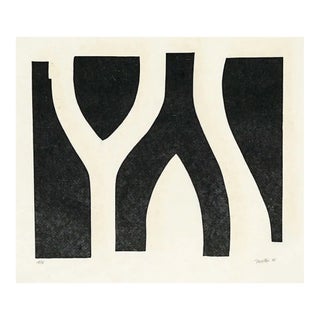 1971 Roger Martin Trees:Figure Ground Woodcut For Sale