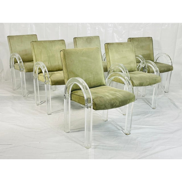 1970s Set of 6 Charles Hollis Jones Lucite Waterfall Dining Chairs, Signed 1974 For Sale - Image 5 of 18