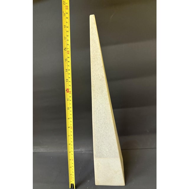 Late 20th Century Minimalist White Marble Obelisk Sculpture – 18.5" For Sale - Image 9 of 10