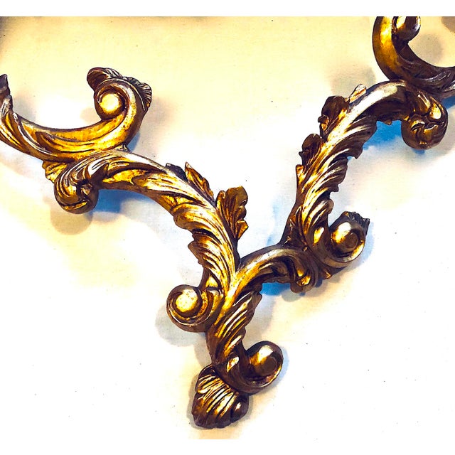 Antique Hand-Carved Gilt Wood Console - Wall Mount - Faux Marble Top For Sale - Image 9 of 12