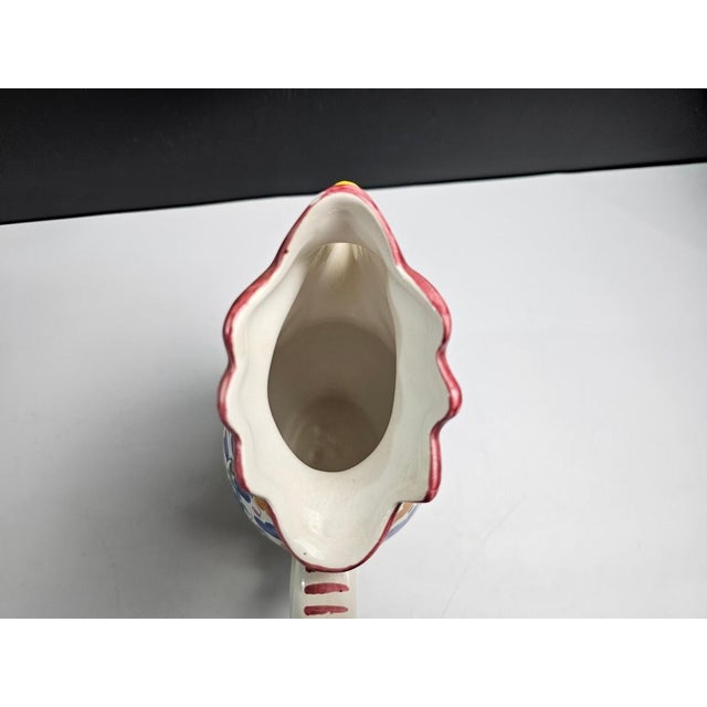 1970s Mid 19th Century 10” Italian Deruta Hand-Painted Maiolica “Rooster of Fortune” Pitcher For Sale - Image 5 of 7