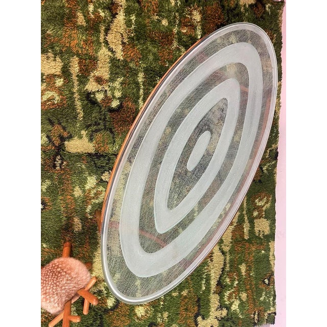Mid-Century Oval Coffee Table in Teakwood & Etched Glass from Ib Kofod-Larsen, Denmark, 1960s For Sale - Image 13 of 14