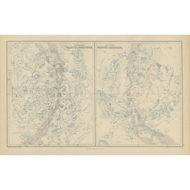 Antique Star Chart of Both Celestial Hemispheres, 1870 For Sale - Image 12 of 12