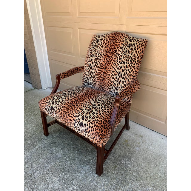 English English Chippendale Mahogany Armchair in Leopard Upholstery For Sale - Image 3 of 12