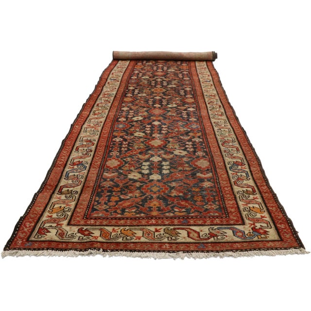 Mid-Century Modern Antique Persian Malayer Rug Runner, 03'05 X 13'05 For Sale - Image 3 of 10
