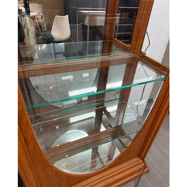 Pulaski Furniture English Oak Lighted Curio Cabinet For Sale - Image 15 of 15