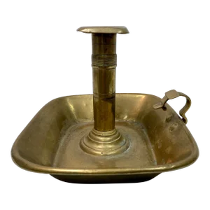Antique Square Brass Push-Up Chamber Stick From England