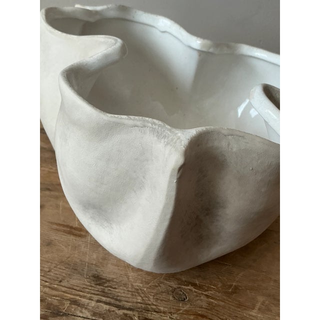 Vintage Boho Glazed Ceramic Handkerchief Bowl For Sale In West Palm - Image 6 of 6