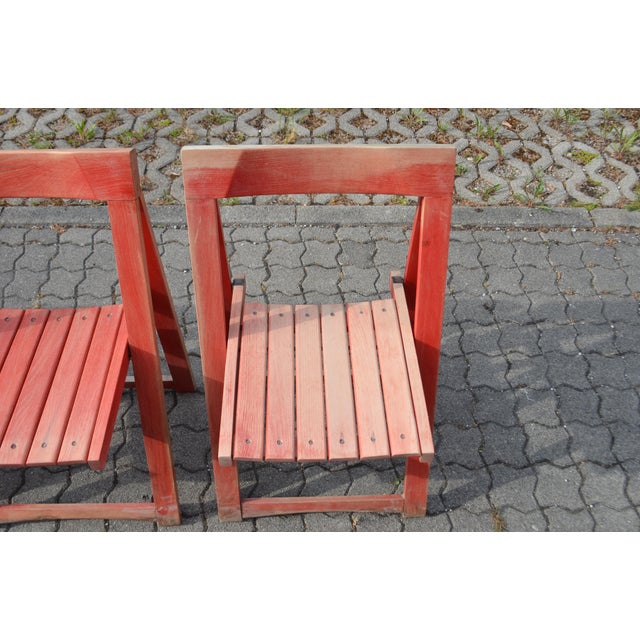 Mid-Century Folding Chairs in Red Beech, Set of 6 For Sale - Image 11 of 18