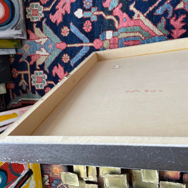 Abstract Listed John Schwab Original Oil Abstract Kandinsky Rothko Style Painting Cubism MCM For Sale - Image 3 of 3