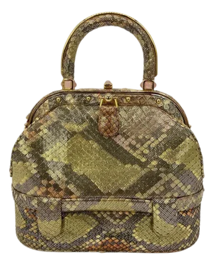 Vintage Judith Leiber Pink Gold Python Snakeskin 007 James Bond Bag
