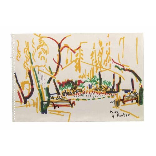 Kiev is a Watercolour and Color Marker Drawing realized by Reynold Arnould (Le Havre 1919 - Parigi 1980). Good condition...