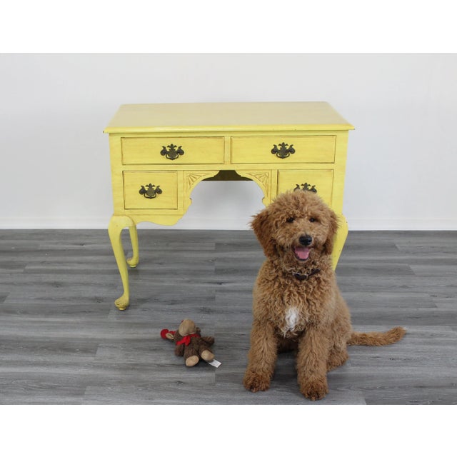 Vintage Queen Ann style console table this console table is solid built and is nicely painted in a bright sunny yellow...
