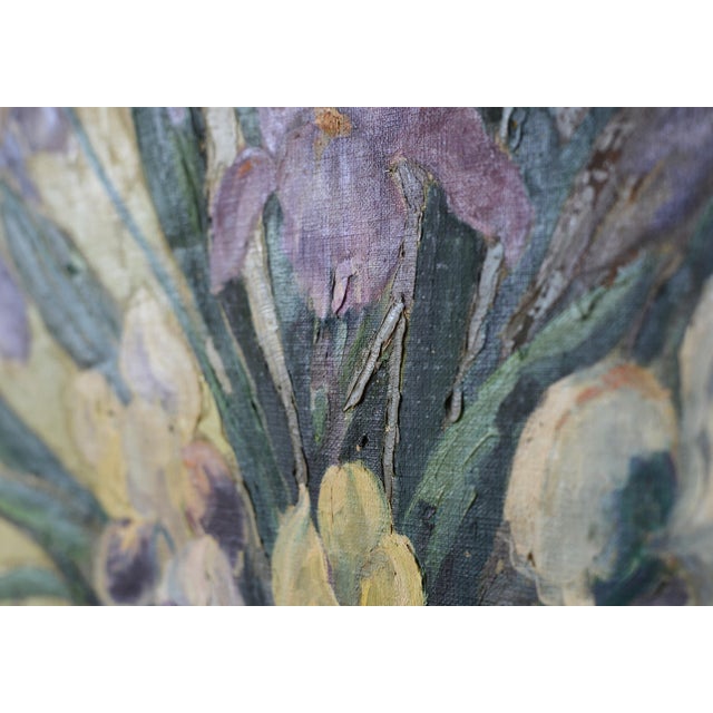 Gladys T Smith Still Life of Flowers and Buddha Head Oil Painting For Sale - Image 10 of 15