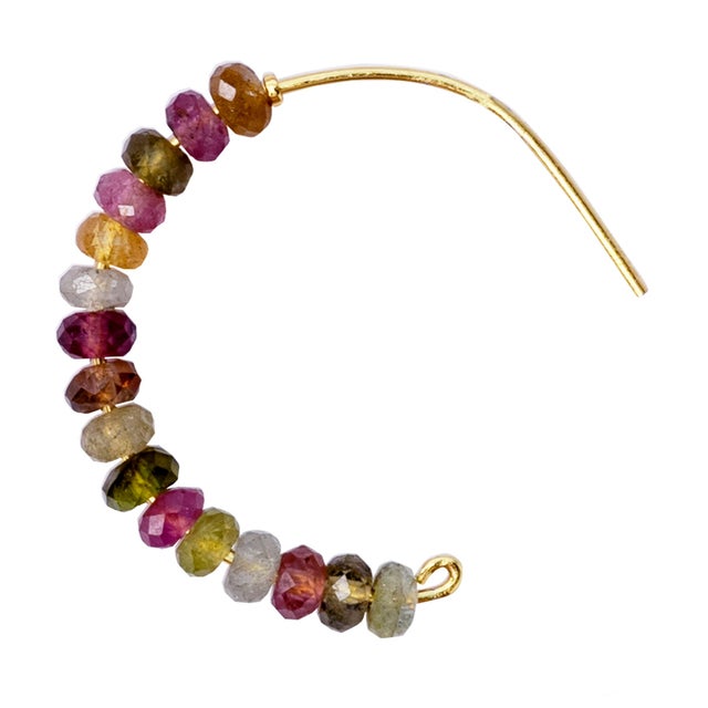 2020s Rainbow Tourmaline Half Moon Hoops, Pair For Sale - Image 5 of 6
