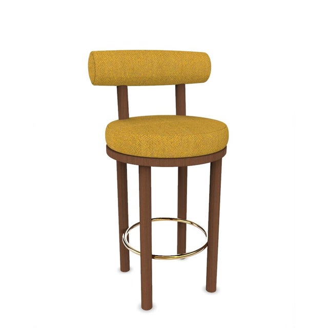 Contemporary Collector Modern Moca Bar Chair in Safire 17 Fabric and Smoked Oak by Studio Rig For Sale - Image 3 of 7