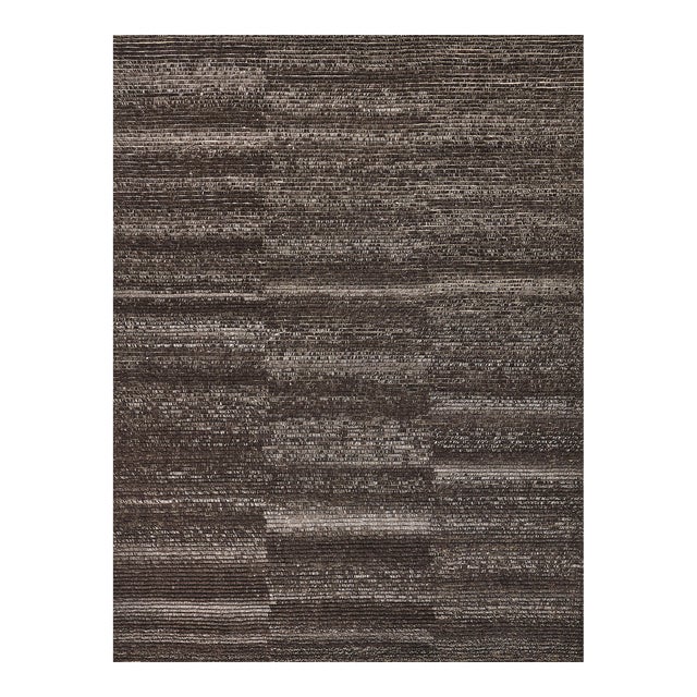 Exquisite Rugs Kaza Hand-Knotted New Zealand Wool Charcoal/Brown Rug-9'X12' For Sale