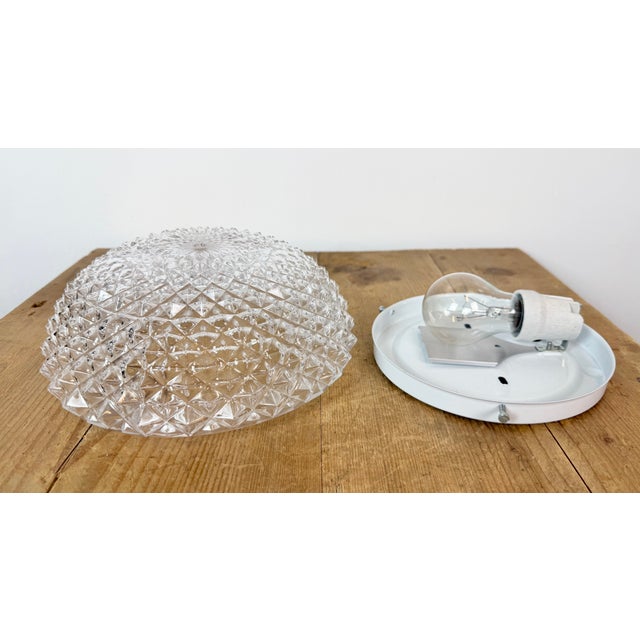 White Vintage Glass Ceiling Light, 1970s For Sale - Image 8 of 16