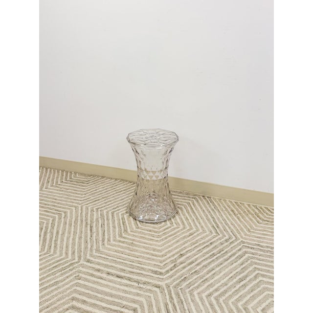Kartell Style Clear Acrylic Stone Stool Vintage Crystal Lucite Seat MCM Style For Sale In Tampa - Image 6 of 10