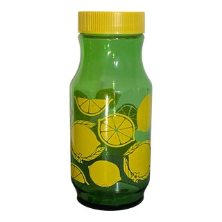 1980s Anchor Hocking Vintage Green Lemon Juice Jar Decanter For Sale
