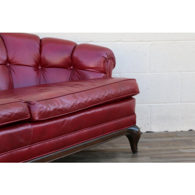 Monteverdi-Young Mid-Century Modern Tufted Ruby Red Leather Sofa, 1973 For Sale - Image 12 of 18