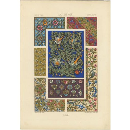 Albert Racinet, Three Medieval & Renaissance Ornament Plates, 1873, Paper For Sale - Image 4 of 9