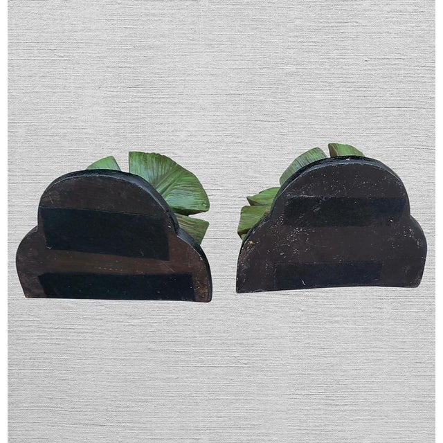 Vintage Handpainted Palm Beach Regency Oversized Curved Leaf Wall Brackets Shelf-a Pair For Sale - Image 9 of 9