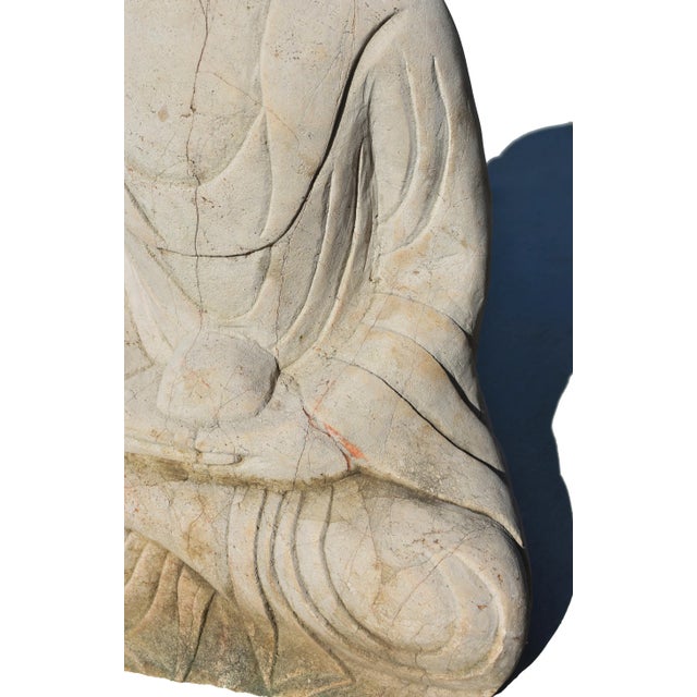 19th Century Stone Amitabha Buddha Statue For Sale - Image 9 of 13