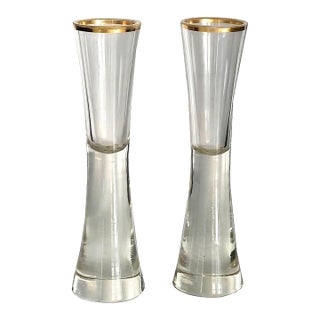 1930s Sea Glasbruk Heavy Bottom Champagne/Cocktail Glasses With Gold Band Rim For Sale