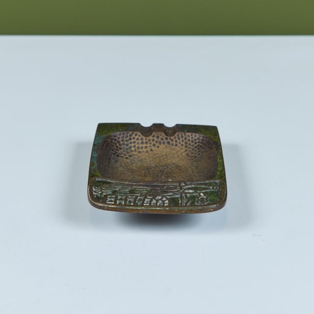 Pal-Bell Rectangular Cast Bronze Ashtray For Sale - Image 4 of 12