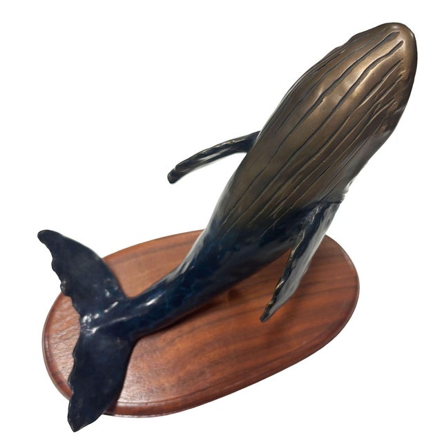 1980s 1980s Hand Casted Humpback Whale Bronze Sculpture Mounted on Stand by t.h. Oliver For Sale - Image 5 of 8