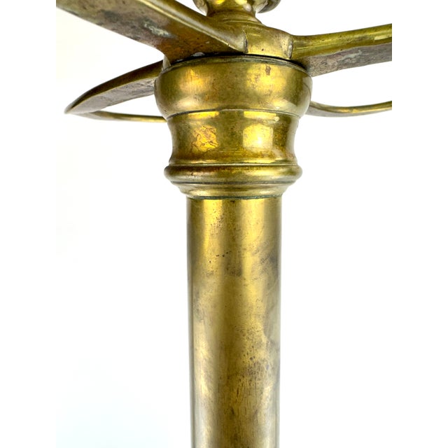 1960s Vintage Brass & Cast Iron Fireplace Tool Stand With Scalloped Ash Tray For Sale - Image 5 of 12
