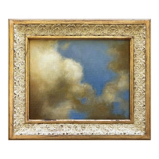 Contemporary " Cobalt Blue Sky" Oil Painting in Vintage Painted Frame For Sale