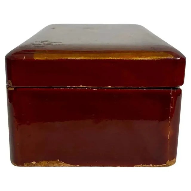 Antique Red Lacquered Box, 1800s For Sale - Image 6 of 10
