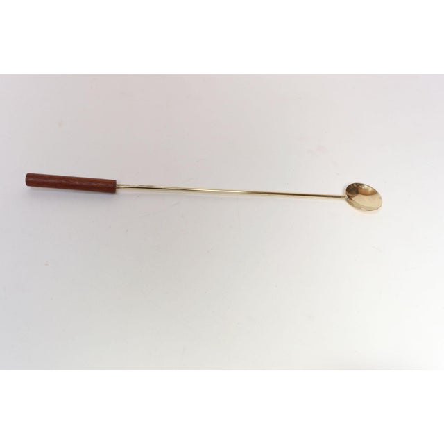 Italian Modern Brass-Plated Steel and Teak Cocktail Pitcher and Stirrer/Spoon For Sale - Image 17 of 18