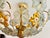 Vintage Italian Hand-Painted Sage Green Glass & Brass Floral Flush Mount Chandelier For Sale - Image 15 of 18
