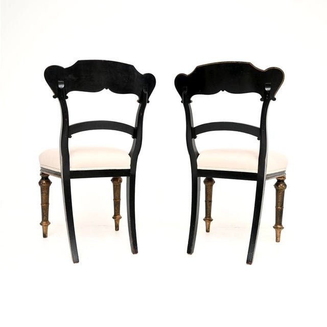 Antique Victorian Lacquered Chinoiserie Side Chairs, 1870, Set of 2 For Sale - Image 4 of 11