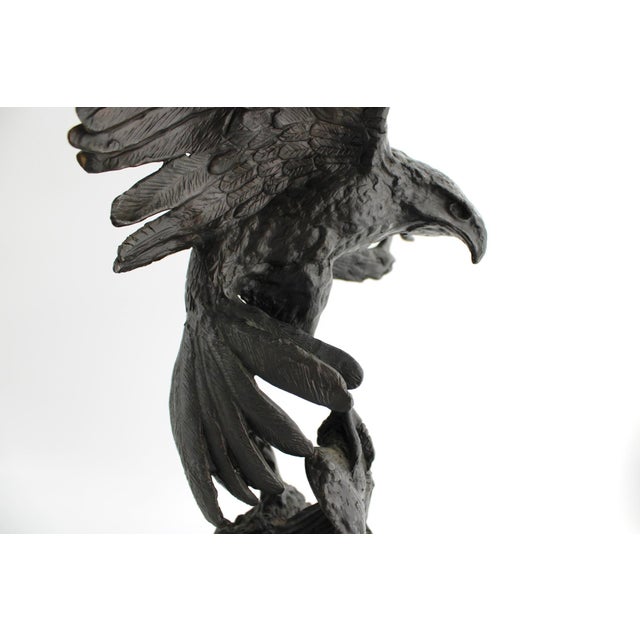 Antique French Bronze Sculpture of Eagle Falcon by Jules Moigniez, Large 24" For Sale - Image 10 of 15