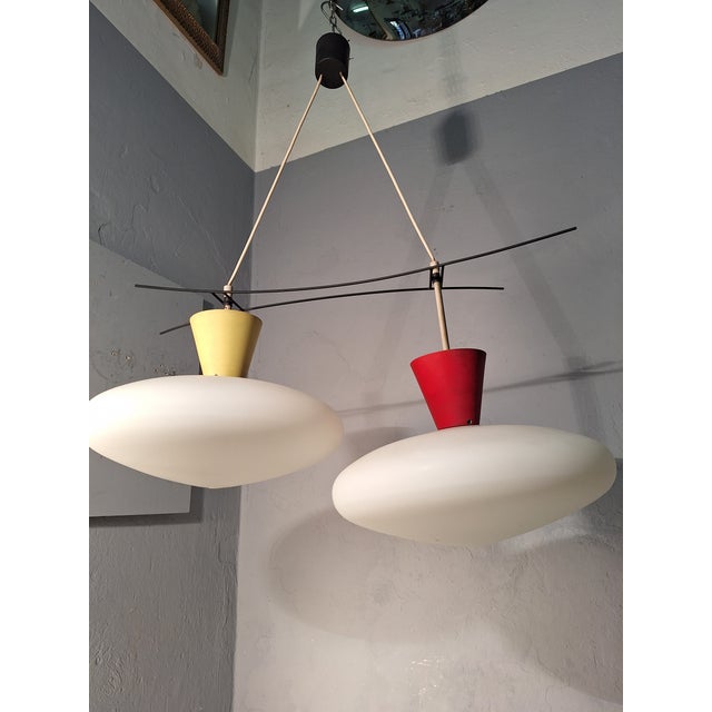 Metal Ceiling Light with Iron Frame from Stilux Milano, 1950s For Sale - Image 7 of 9