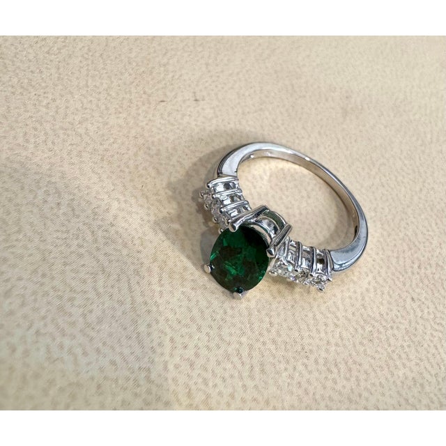 1.2 Carat Natural Oval Green Tourmaline + Diamond Ring 14 Karat Yellow Gold For Sale - Image 17 of 18