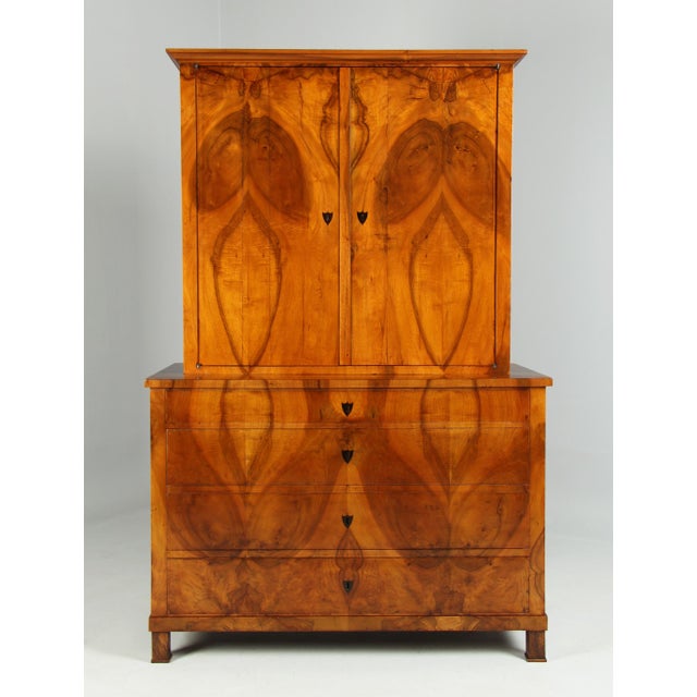 Biedermeier chest of drawers with writing drawer and raised compartment Southern Germany Walnut, birch Biedermeier around...