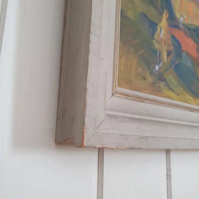 1950s Mid-Century Swedish Modernist Landscape Oil Painting by Nils Dramé For Sale - Image 14 of 18