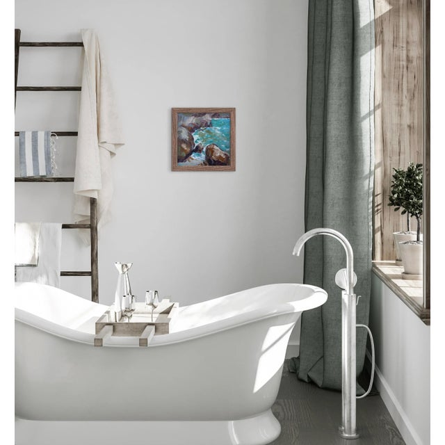 2020s Cerulean Cove, Modern Impressionist Seascape Oil Painting For Sale - Image 5 of 7