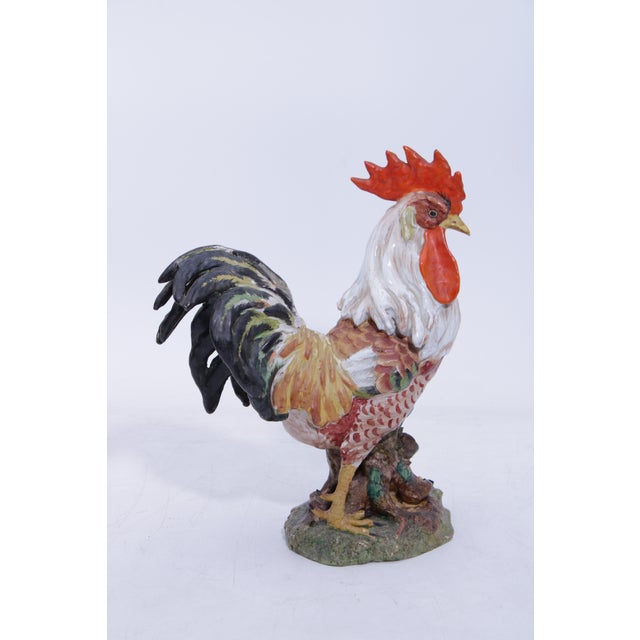 Vintage Pair of Corbet Italian Majolica Porcelain Roosters - Signed For Sale - Image 10 of 18