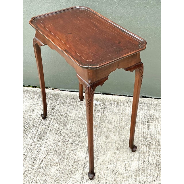 Queen Anne Vintage Carved Clam Shell Tea Table For Sale - Image 3 of 12