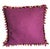 Elegant designer accent pillow featuring a vibrant floral print center panel framed by a rich plum woven border and...