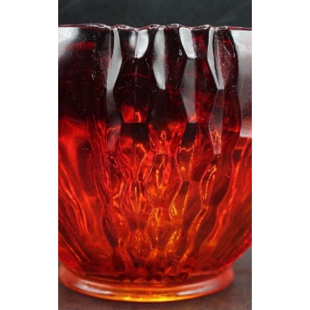American Beautiful 1950 “Amberina” Crafted Vintage Red Glass Bowl For Sale - Image 3 of 5