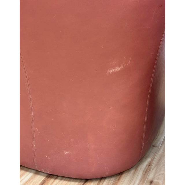 Vintage MCM Barrel Chairs in Blush Leather, a Pair For Sale - Image 11 of 11