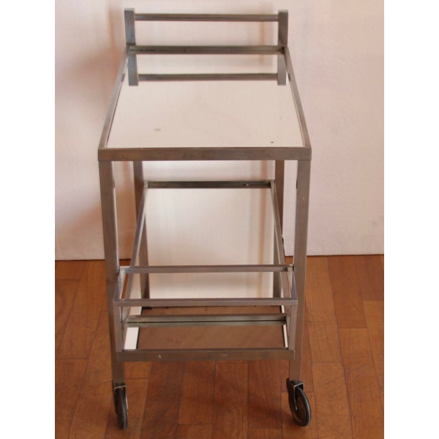 1940s Vintage French Art Deco Chromed Bar Trolley by Jacques Adnet, 1930s For Sale - Image 5 of 13